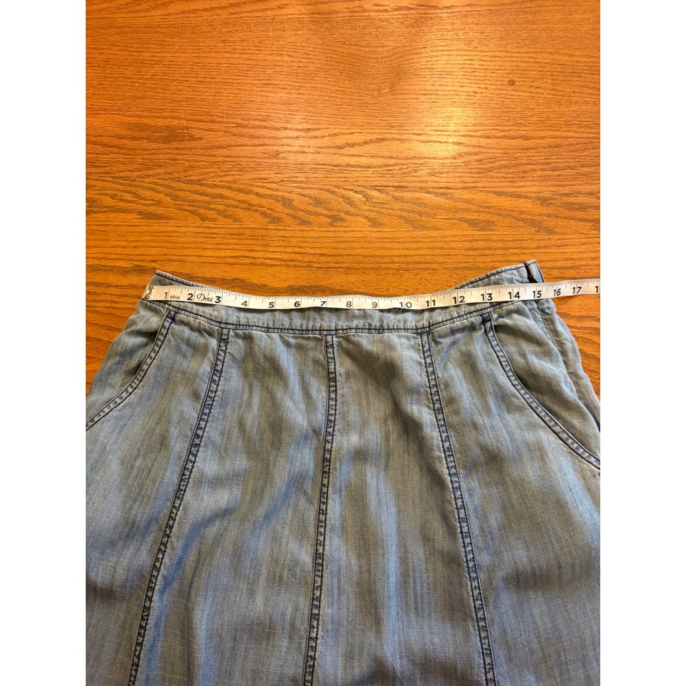 Soft Surroundings Blue Flowy Lyocell Maxi Skirt Light Wash Pockets Womens M - Picture 8 of 9
